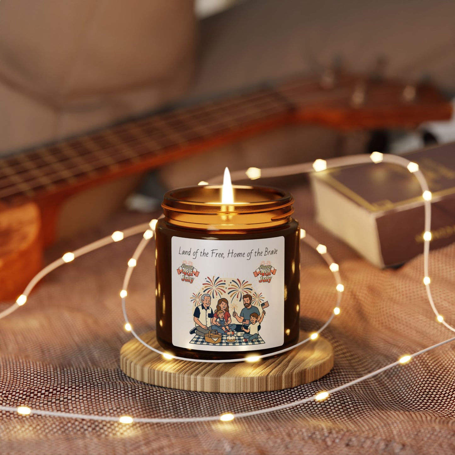 Patriotic Soy Candle – "Land of the Free, Home of the Brave" | 4th of July Amber Jar Gift