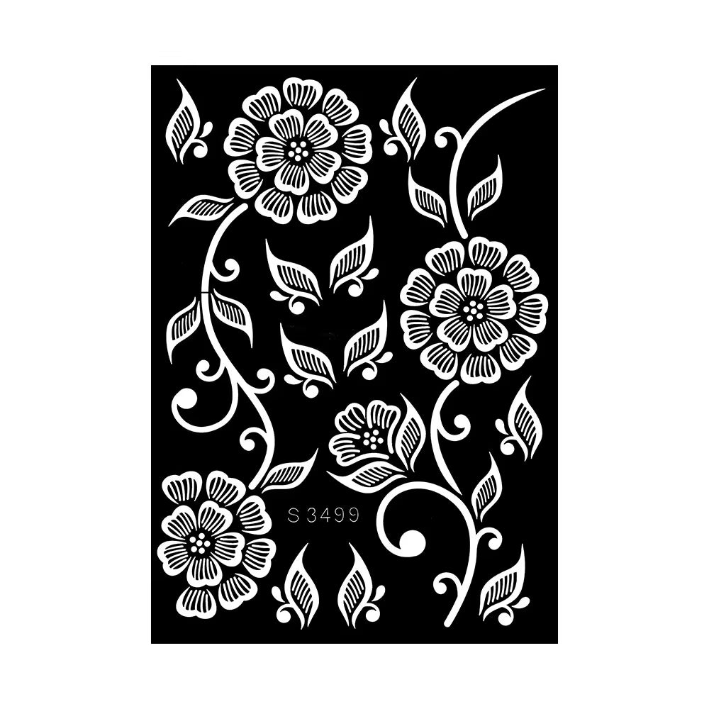 Reusable Henna Stencil for Hand Body Painting Flower Henna Tattoo Template for Women Wedding Festival Body Makeup Tattoo Tools
