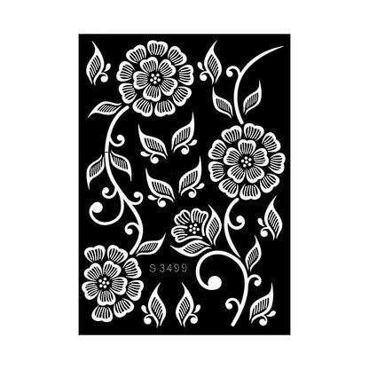 Reusable Henna Stencil for Hand Body Painting Flower Henna Tattoo Template for Women Wedding Festival Body Makeup Tattoo Tools