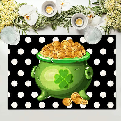 St. Patrick’S Day Placemats Set of 6 Buffalo Plaid Plastic Table Mats Lucky Shamrock Place Mats Holiday Table for Party Kitchen