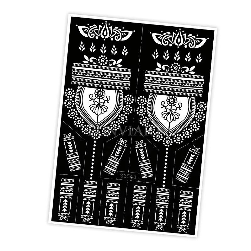 Reusable Henna Stencil for Hand Body Painting Flower Henna Tattoo Template for Women Wedding Festival Body Makeup Tattoo Tools