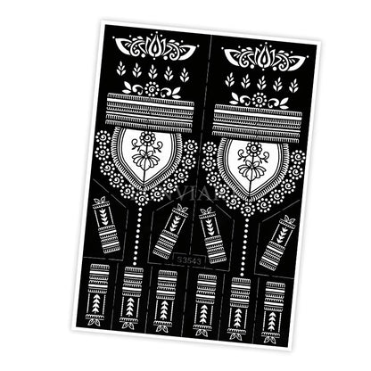 Reusable Henna Stencil for Hand Body Painting Flower Henna Tattoo Template for Women Wedding Festival Body Makeup Tattoo Tools