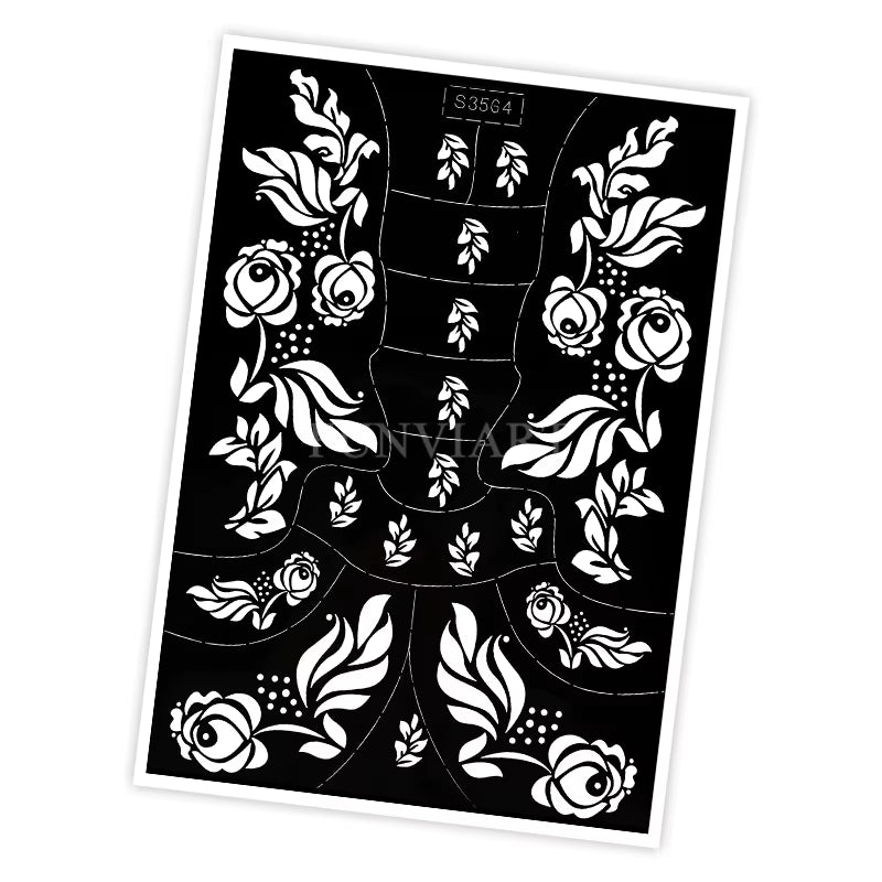 Reusable Henna Stencil for Hand Body Painting Flower Henna Tattoo Template for Women Wedding Festival Body Makeup Tattoo Tools