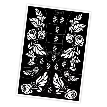 Reusable Henna Stencil for Hand Body Painting Flower Henna Tattoo Template for Women Wedding Festival Body Makeup Tattoo Tools