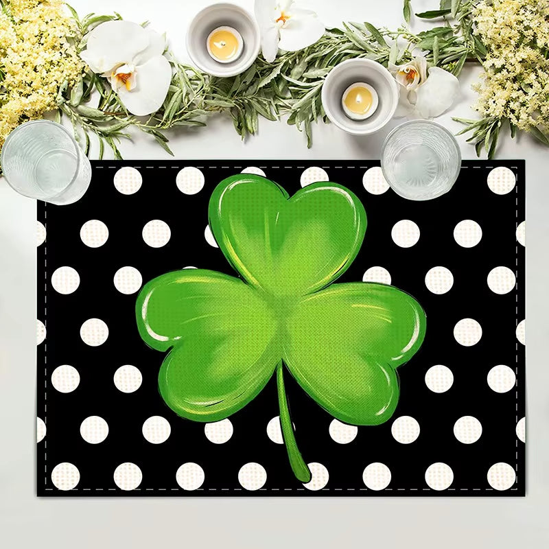 St. Patrick’S Day Placemats Set of 6 Buffalo Plaid Plastic Table Mats Lucky Shamrock Place Mats Holiday Table for Party Kitchen