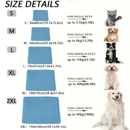 Pet Cooling Mat | Summer Ice Pad Blanket for Dogs & Cats | XS to 2XL
