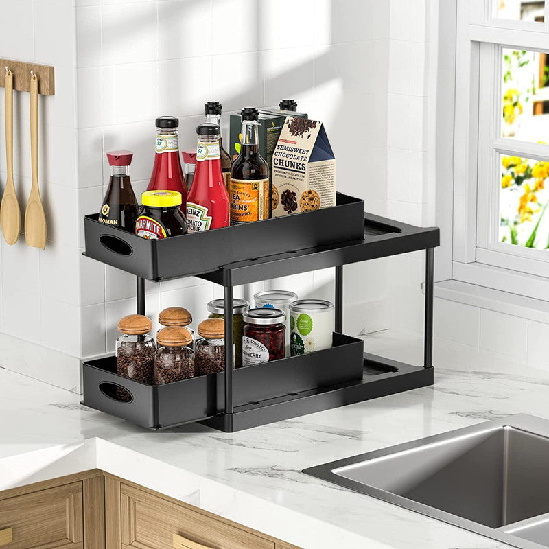 Pull-Out double Sink Storage Rack