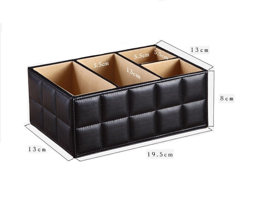 Leather Storage box Remote Control, Phone Holder, cosmetic organizer