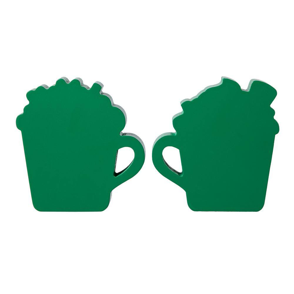 Charming St. Patrick's Day Wooden Coffee Cup Table Decor - Set of 2 (5.25 In. H)