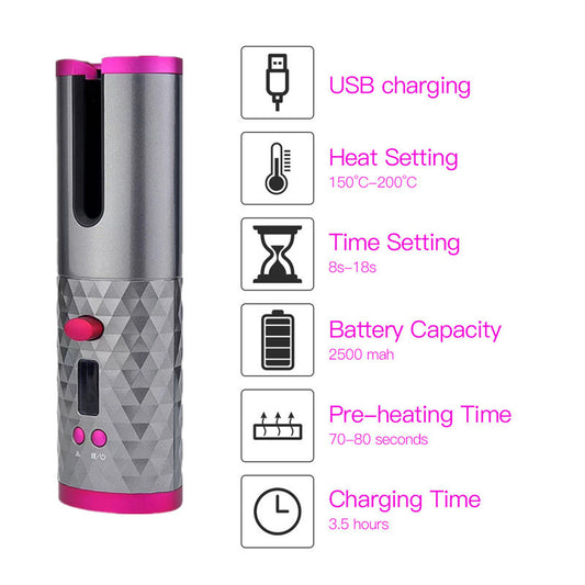 Cordless Automatic Hair Curler USB Rechargeable