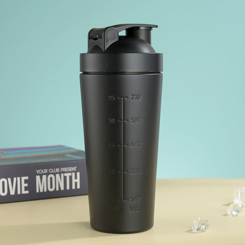 Stainless Steel Protein Shaker Bottle with Mixing Ball - Leak-Proof Gym & Sports Portable Shaker Cup
