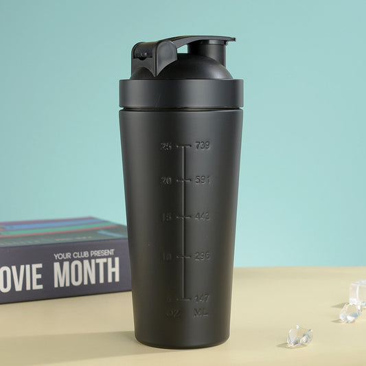 Stainless Steel Protein Shaker Bottle with Mixing Ball - Leak-Proof Gym & Sports Portable Shaker Cup