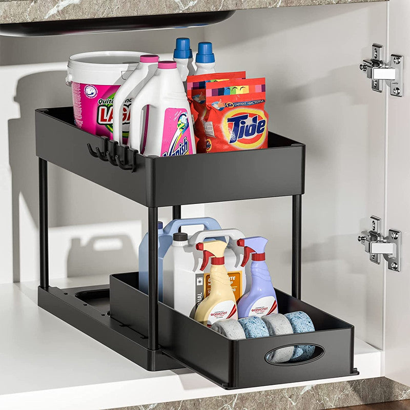 Pull-Out double Sink Storage Rack