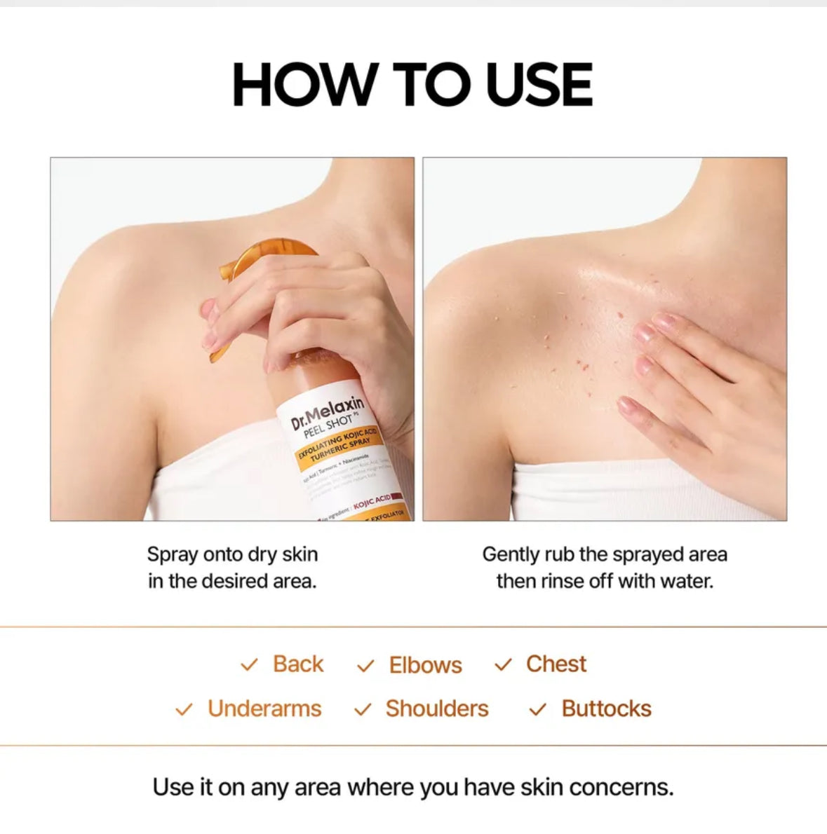 Dr. Melaxin Peel Shot is a viral Korean skincare exfoliating ampoule (available in White Rice or Black Rice) containing AHA, BHA, and PHA to remove dead skin cells, reduce blackheads, and improve radiance