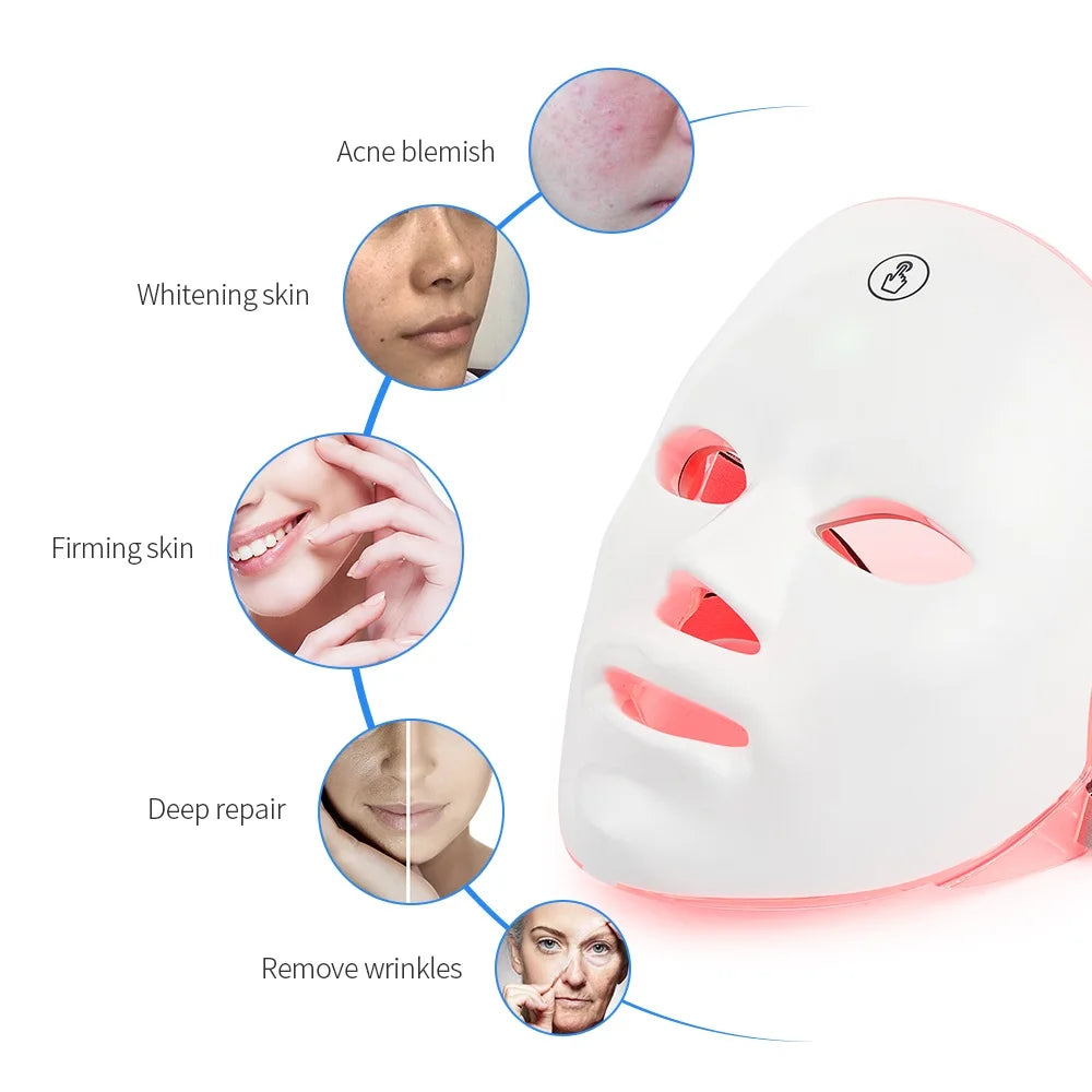 7-Color LED Light Therapy Face Mask – Rechargeable Photon Skin Rejuvenation & Anti-Aging Beauty Mask
