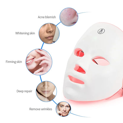 7-Color LED Light Therapy Face Mask – Rechargeable Photon Skin Rejuvenation & Anti-Aging Beauty Mask