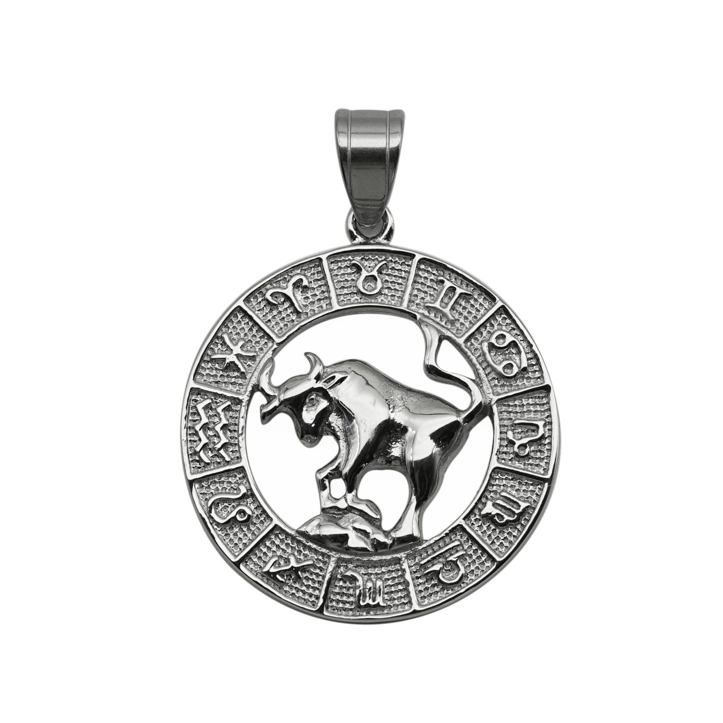 European And American Cross-border Trend Explosions Fashion Retro Titanium Steel Hollow Twelve Constellation Relief Pendant Couple Necklace