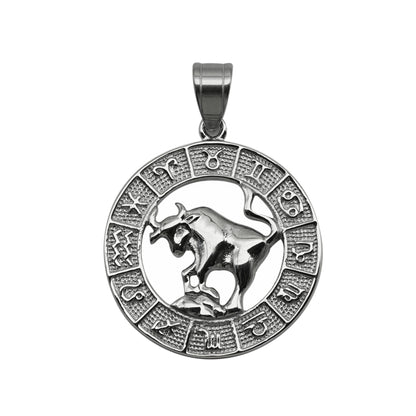 European And American Cross-border Trend Explosions Fashion Retro Titanium Steel Hollow Twelve Constellation Relief Pendant Couple Necklace