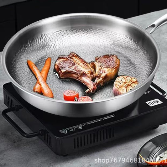 German Pure Titanium Pan Uncoated Non-stick Pan Household High-end Hammered Titanium Pan Thickened Steak Frying Pan