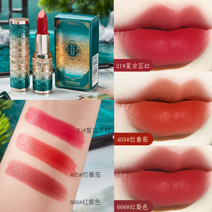 Velvet Matte Carved Lipstick Not Easy To Take Off Makeup Sweat-proof Moisturizing Makeup Base Lipstick Wholesale