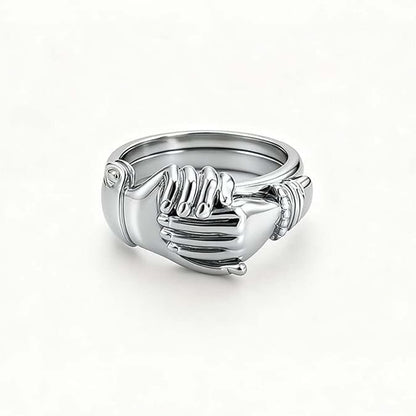 High-quality 18K Real Gold Plating Open Hands Heart Ring Three-in-one Open Hands Heart-shaped Ring