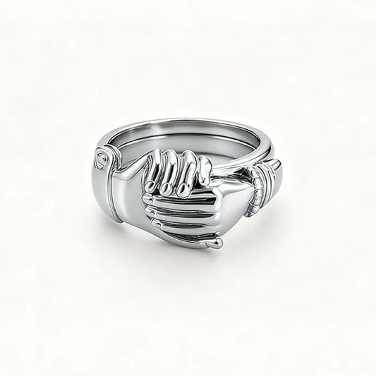 High-quality 18K Real Gold Plating Open Hands Heart Ring Three-in-one Open Hands Heart-shaped Ring