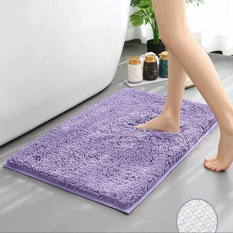 Luxury Chenille Bath Rug, Extra Soft and Absorbent Shaggy Bathroom Mat Rugs, Machine Washable, PVC Non-Slip Plush Carpet Runner
