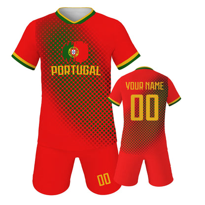 Custom Kids Portugal Soccer Jersey Set – Personalized Name & Number