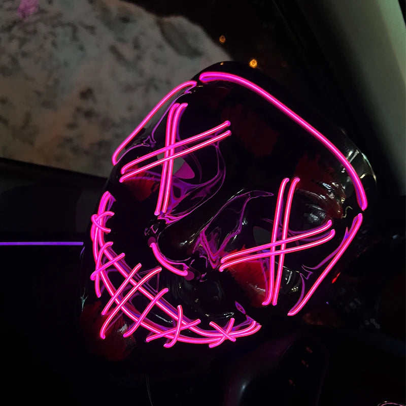 Light-Up EL Wire Party Mask for Halloween &amp; Cosplay