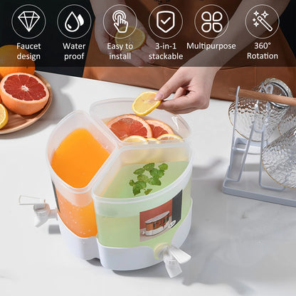 3-in-1 Beverage Dispenser | 5.1L Large Capacity Water Pitcher with 360° Rotating Spout | Iced Tea, Coffee & Cold Drinks