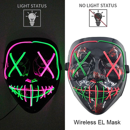 Light-Up EL Wire Party Mask for Halloween &amp; Cosplay