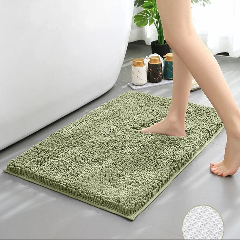 Luxury Chenille Bath Rug, Extra Soft and Absorbent Shaggy Bathroom Mat Rugs, Machine Washable, PVC Non-Slip Plush Carpet Runner