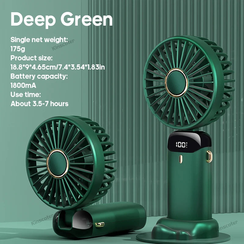 3-in-1 Portable Neck Fan – Handheld, Wearable & Desktop | 5-Speed USB Rechargeable Fan with LED Display & Phone Stand