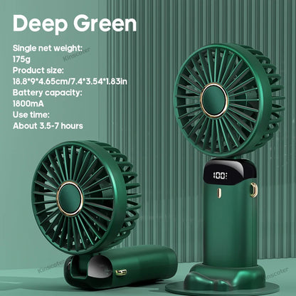3-in-1 Portable Neck Fan – Handheld, Wearable & Desktop | 5-Speed USB Rechargeable Fan with LED Display & Phone Stand