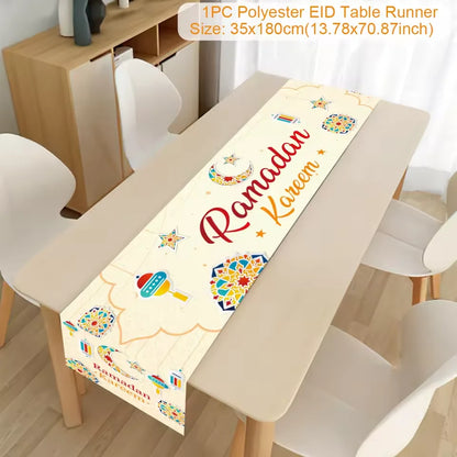 Ramadan Table Runner Eid Mubarak Decoration 2026 for Home Ramadan Kareem Ramadan Mubarak Islamic Muslim Party Eid Al-Fitr Gifts