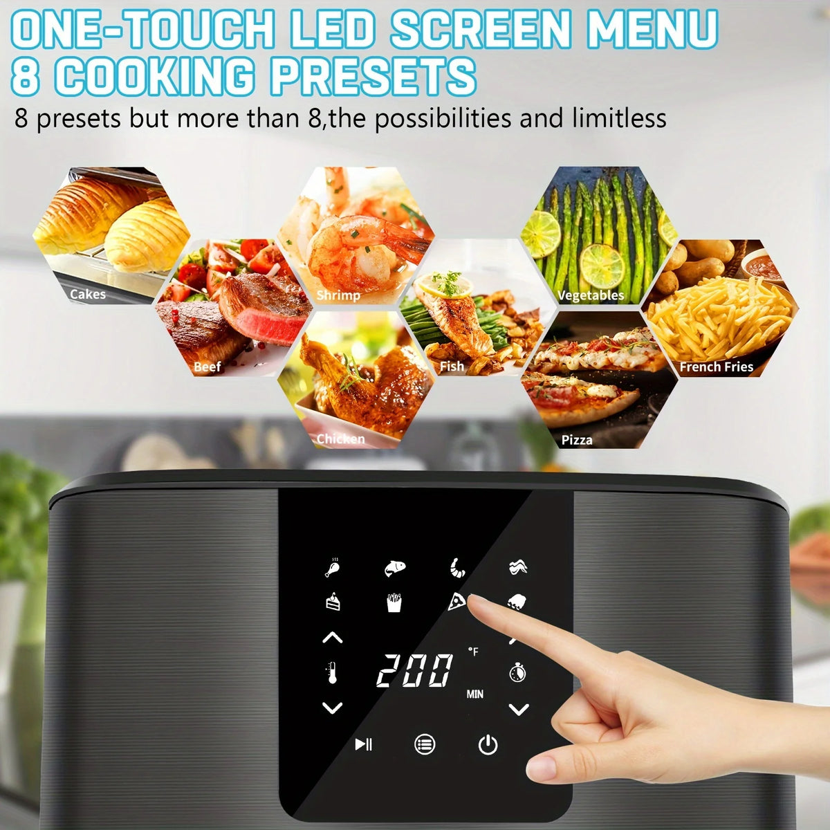 CROWNFUL 7-Quart Air Fryer | 1500W, 8 Preset Modes, Digital Touch Screen