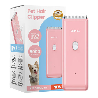 Professional Silent Electric Pet Grooming Clipper | Waterproof Hair Trimmer for Cats & Dogs