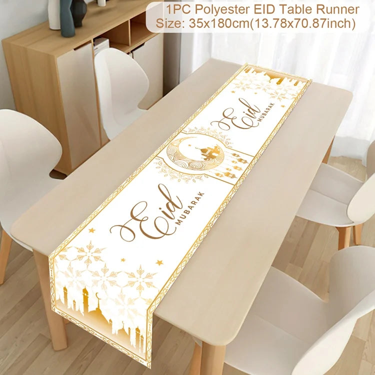 Ramadan Table Runner Eid Mubarak Decoration 2026 for Home Ramadan Kareem Ramadan Mubarak Islamic Muslim Party Eid Al-Fitr Gifts