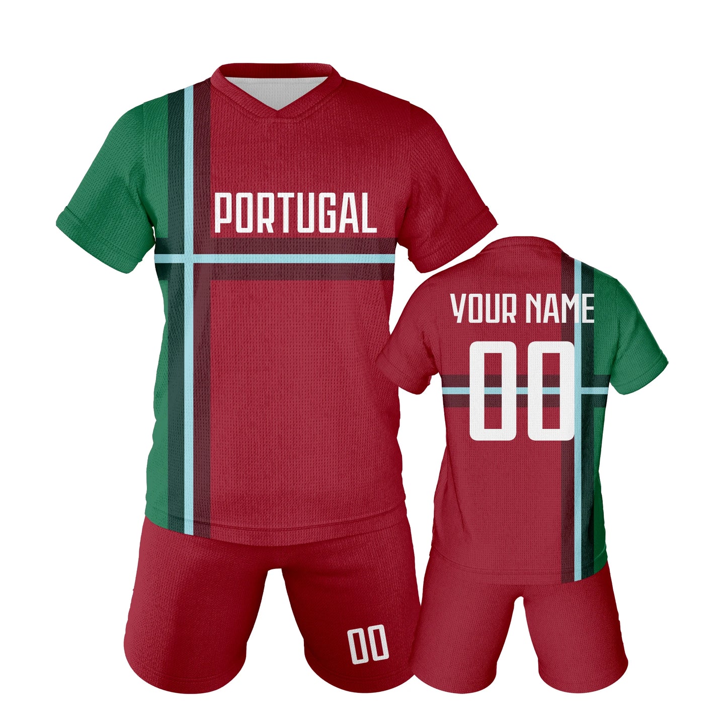 Custom Kids Portugal Soccer Jersey Set – Personalized Name & Number