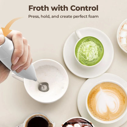 Milk Frother Handheld Foam Maker For Latte Mini Whisk Coffee Cappuccino Frappe Matcha Hot Chocolate Drink Mixer
