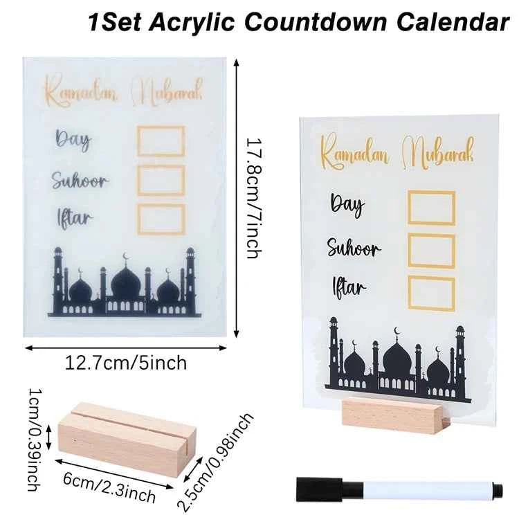 Ramadan Countdown Calendar Eid Mubarak Ornament Ramadan Decoration 2026 For Home Ramadan Kareem Islamic Muslim Party Decor Gifts