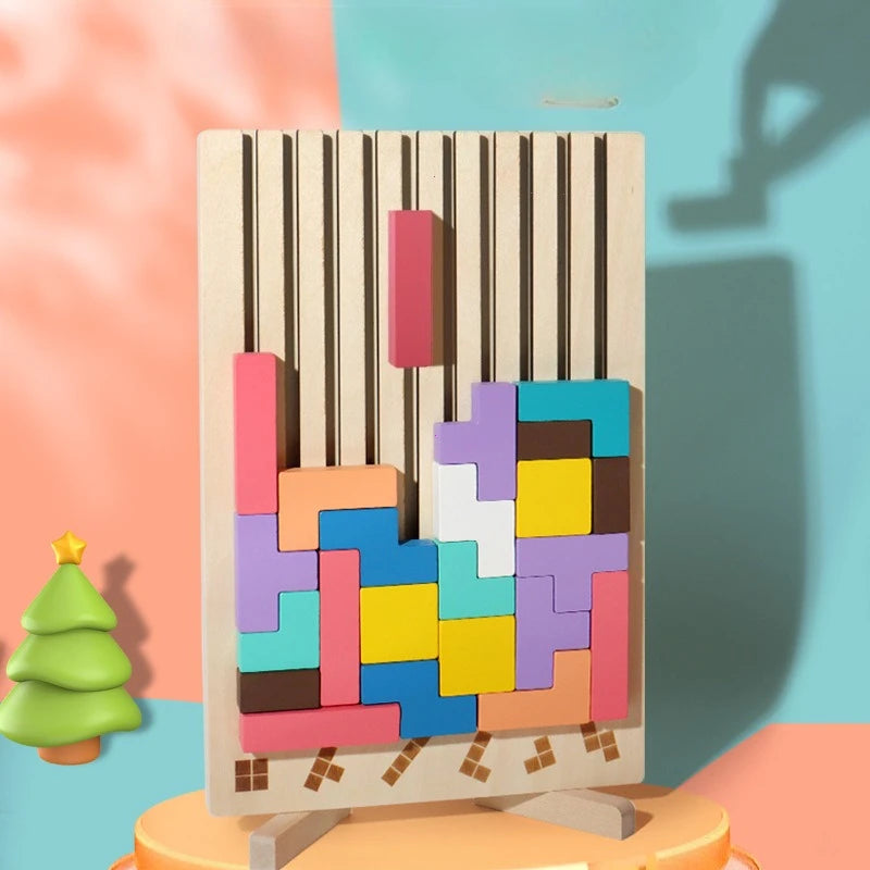 3D Wooden Puzzle Building Blocks for Kids – Baby Logic Training Toy & Parent-Child Interactive Game