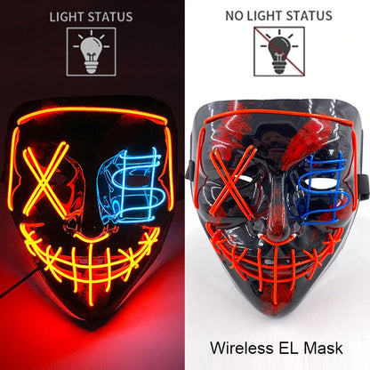 Light-Up EL Wire Party Mask for Halloween &amp; Cosplay