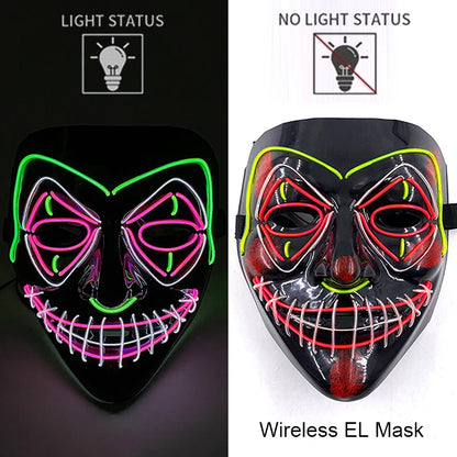 Light-Up EL Wire Party Mask for Halloween &amp; Cosplay