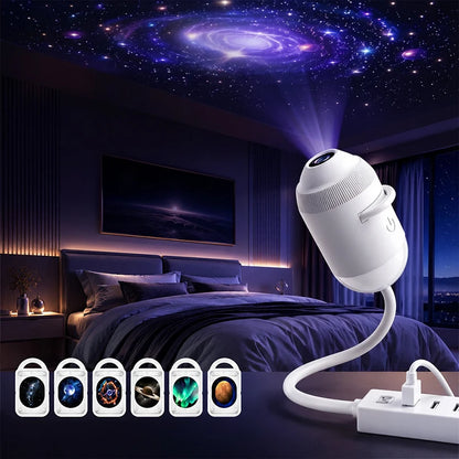 2-in-1 Galaxy Star Projector Night Light – USB Powered Bedroom Ceiling Projector