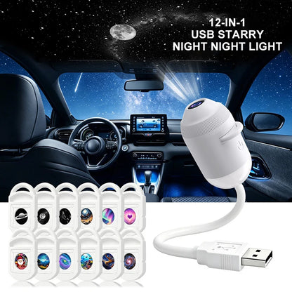 2-in-1 Galaxy Star Projector Night Light – USB Powered Bedroom Ceiling Projector