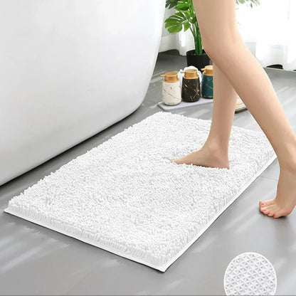 Luxury Chenille Bath Rug, Extra Soft and Absorbent Shaggy Bathroom Mat Rugs, Machine Washable, PVC Non-Slip Plush Carpet Runner