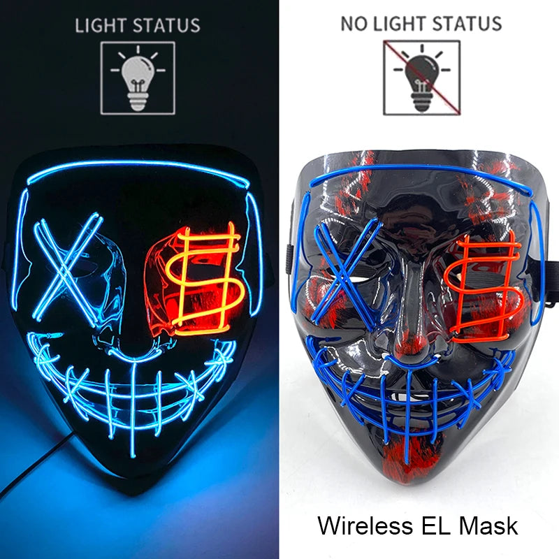Light-Up EL Wire Party Mask for Halloween &amp; Cosplay