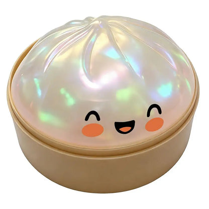 Glitter Dumpling Stress Ball Toy with Smile Face Unique Steamer Base Squeezable Dough Ball Birthday Gift for Girl Boy Adult
