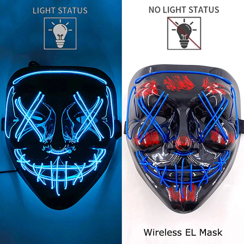 Light-Up EL Wire Party Mask for Halloween &amp; Cosplay